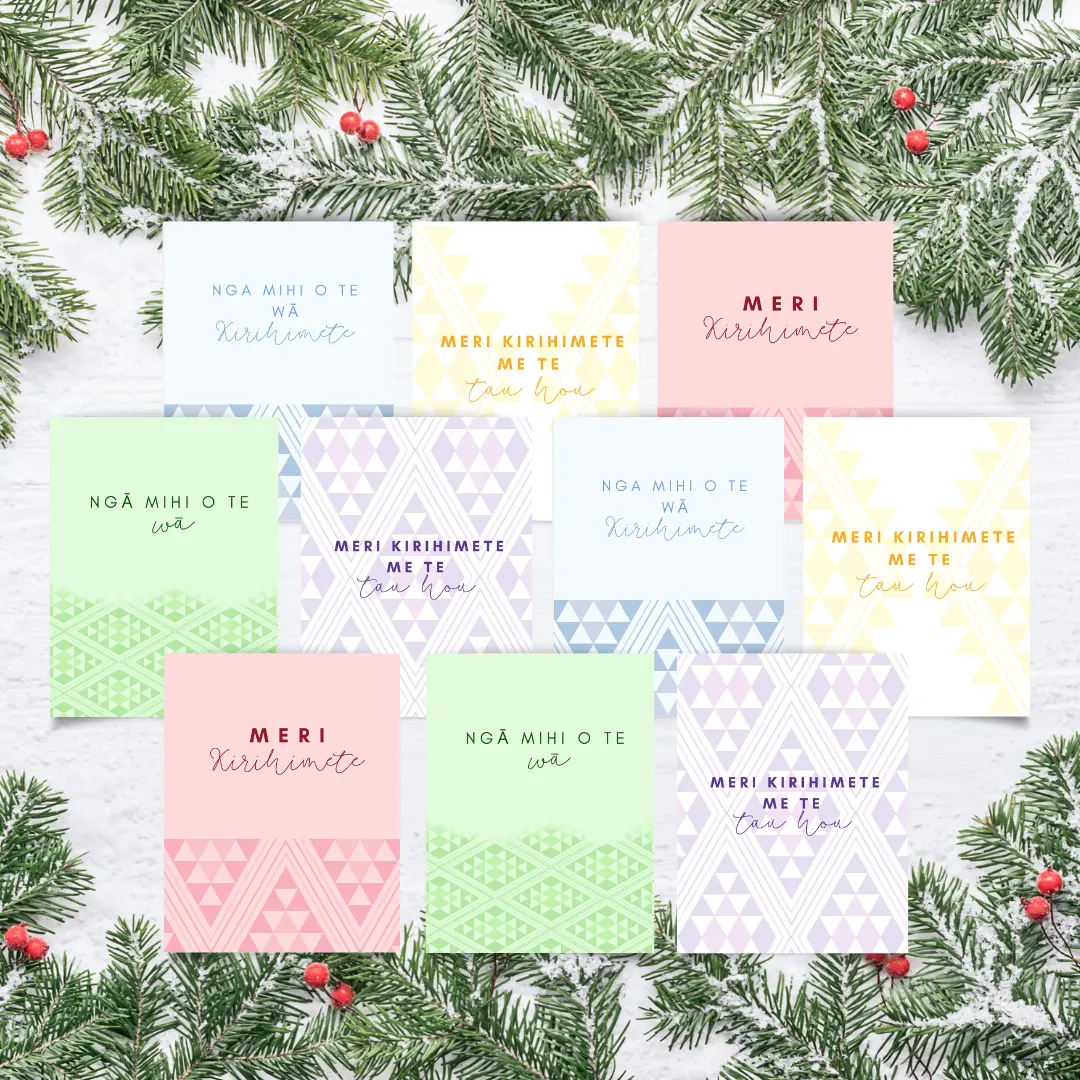 10 Pack - Tāniko Design - Kāri Kirihimete